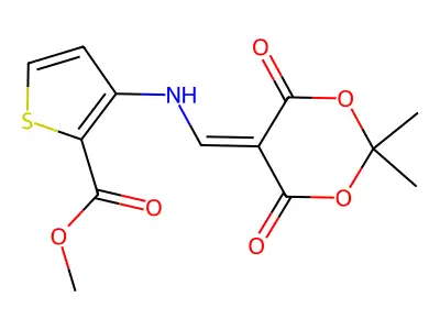 methyl 3-{[(2,2-dimethyl-4,6-dioxo-1,3-dioxan-5-ylidene)methyl]amino}thiophene-2-carboxylate structure