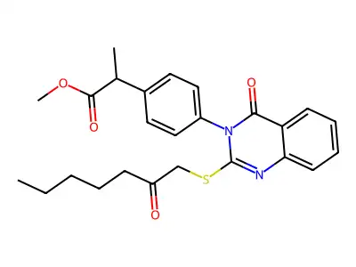 Methyl alpha-methyl-4-(4-oxo-2-((2-oxoheptyl)thio)-3(4H)-quinazolinyl)benzeneacetate structure
