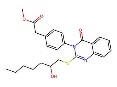 Methyl 4-(2-(2-hydroxyheptylthio)-4(3H)-quinazolon-3-yl)phenylacetate structure