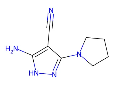 5-amino-3-(pyrrolidin-1-yl)-1H-pyrazole-4-carbonitrile structure