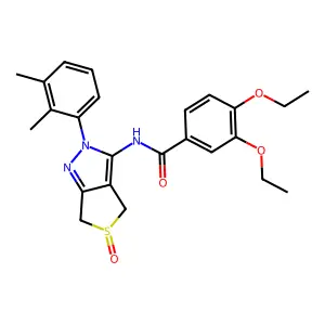 N-[2-(2,3-dimethylphenyl)-5-oxo-4,6-dihydrothieno[3,4-c]pyrazol-3-yl]-3,4-diethoxybenzamide structure