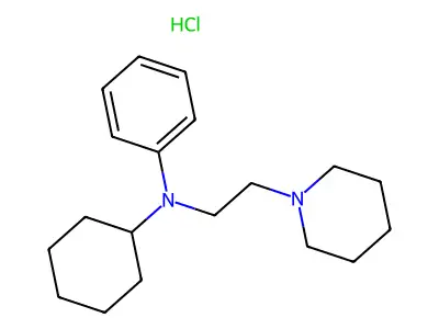 Piperidine, 1-(2-(N-cyclohexylanilino)ethyl)-, monohydrochloride structure