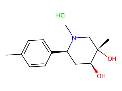 3,4-Piperidinediol, 1,3-dimethyl-6-(4-methylphenyl)-, hydrochloride, (3-alpha,4-beta,6-beta)- structure