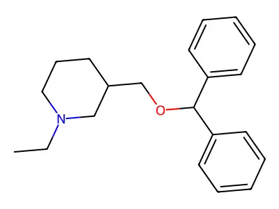Piperidine, 3-(diphenylmethoxymethyl)-1-ethyl-, hydrochloride structure