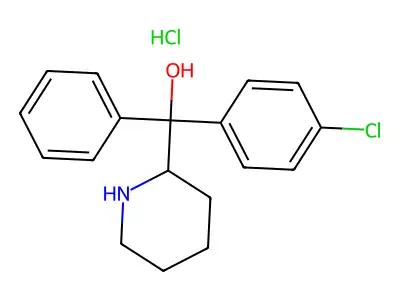 (4-Chlorophenyl)(phenyl)(piperidin-2-yl)methanol--hydrogen chloride (1/1) structure