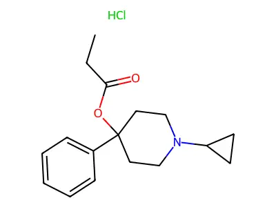 4-Piperidinol, 1-cyclopropyl-4-phenyl-, propionate (ester), hydrochloride structure