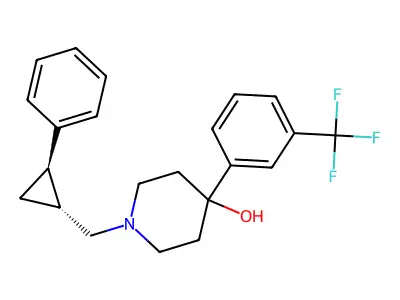 4-Piperidinol, 1-((2-phenylcyclopropyl)methyl)-4-(alpha,alpha,alpha-trifluoro-m-tolyl)-, (E)- structure