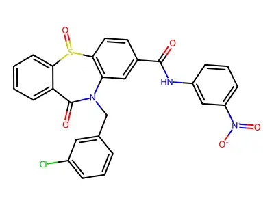 10-(3-chlorobenzyl)-N-(3-nitrophenyl)-11-oxo-10,11-dihydrodibenzo[b,f][1,4]thiazepine-8-carboxamide 5-oxide structure