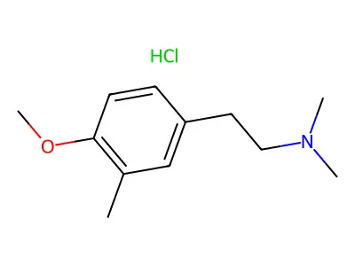 Phenethylamine, N,N-dimethyl-4-methoxy-3-methyl-, hydrochloride structure