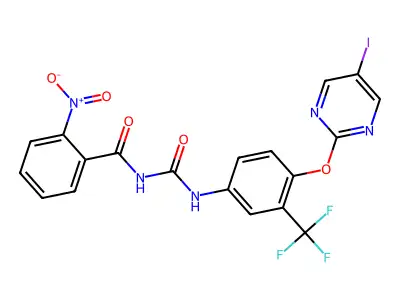 Benzamide, N-(((4-((5-iodo-2-pyrimidinyl)oxy)-3-(trifluoromethyl)phenyl)amino)carbonyl)-2-nitro- structure