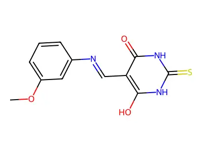 5-(((3-methoxyphenyl)amino)methylene)-2-thioxodihydropyrimidine-4,6(1H,5H)-dione structure