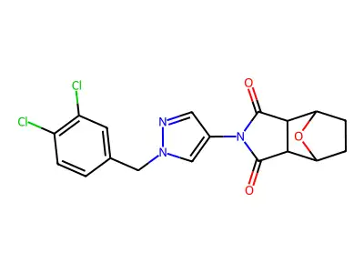 2-[1-(3,4-dichlorobenzyl)-1H-pyrazol-4-yl]hexahydro-1H-4,7-epoxyisoindole-1,3(2H)-dione structure