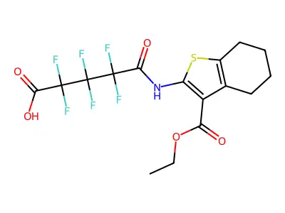 4-(N-(3-(ETHOXYCARBONYL)(4,5,6,7-TETRAHYDROBENZO[B]THIOPHEN-2-YL))CARBAMOYL)-2,2,3,3,4,4-HEXAFLUOROBUTANOIC ACID structure