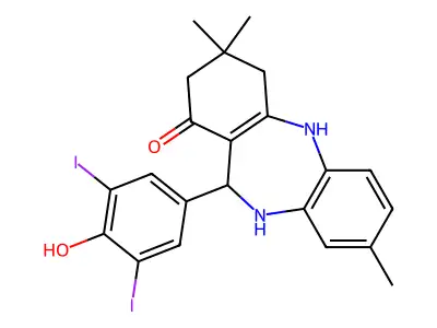 2,10-Diaza-9-(4-hydroxy-3,5-diiodophenyl)-5,5,13-trimethyltricyclo[9.4.0.0<3,8>]pentadeca-1(11),3(8),12,14-tetraen-7-one structure