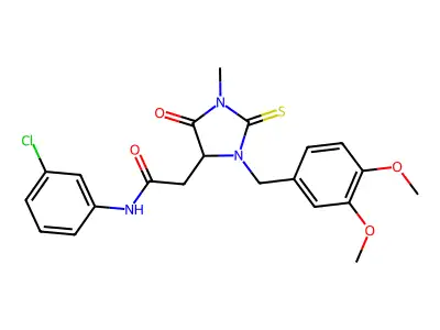 N-(3-chlorophenyl)-2-[3-(3,4-dimethoxybenzyl)-1-methyl-5-oxo-2-thioxoimidazolidin-4-yl]acetamide structure