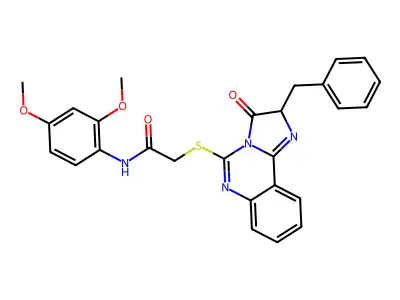 2-({2-benzyl-3-oxo-2H,3H-imidazo[1,2-c]quinazolin-5-yl}sulfanyl)-N-(2,4-dimethoxyphenyl)acetamide structure