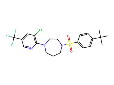 1-((4-(tert-butyl)phenyl)sulfonyl)-4-(3-chloro-5-(trifluoromethyl)(2-pyridyl))-1,4-diazaperhydroepine structure