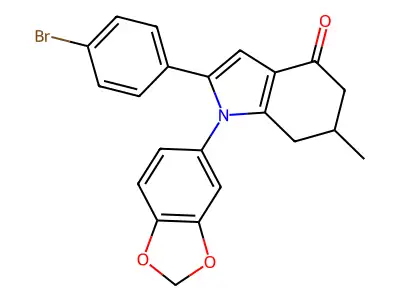 1-(1,3-benzodioxol-5-yl)-2-(4-bromophenyl)-6-methyl-6,7-dihydro-5H-indol-4-one structure