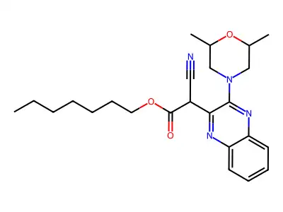 Heptyl 2-cyano-2-[3-(2,6-dimethylmorpholin-4-yl)quinoxalin-2-yl]acetate structure