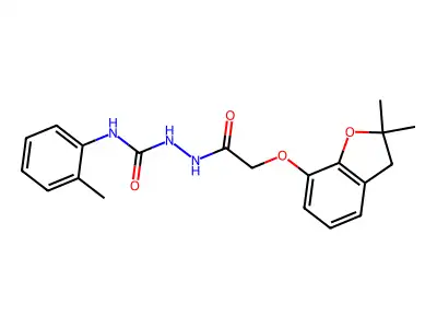 2-[(2,2-dimethyl-2,3-dihydro-1-benzofuran-7-yl)oxy]-N-{[(2-methylphenyl)carbamoyl]amino}acetamide structure