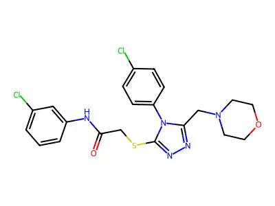 N-(3-Chlorophenyl)-2-[[4-(4-chlorophenyl)-5-(4-morpholinylmethyl)-4H-1,2,4-triazol-3-yl]thio]acetamide structure