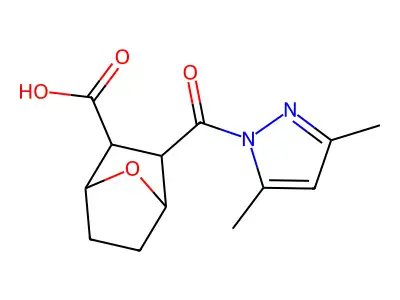 2-(3,5-Dimethylpyrazole-1-carbonyl)-7-oxabicyclo[2.2.1]heptane-3-carboxylic acid structure