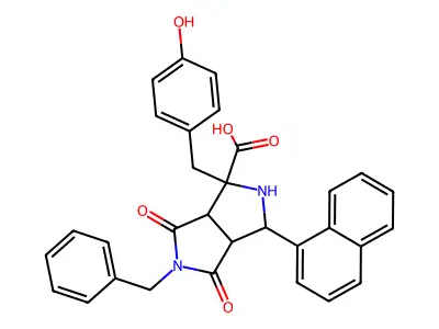 Octahydro-1-[(4-hydroxyphenyl)methyl]-3-(1-naphthalenyl)-4,6-dioxo-5-(phenylmethyl)pyrrolo[3,4-c]pyrrole-1-carboxylic acid structure