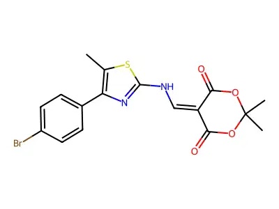 5-(((4-(4-BROMOPHENYL)-3-METHYL(2,5-THIAZOLYL))AMINO)METHYLENE)-2,2-DIMETHYL-1,3-DIOXANE-4,6-DIONE structure
