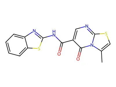 N-(1,3-benzothiazol-2-yl)-3-methyl-5-oxo-5H-[1,3]thiazolo[3,2-a]pyrimidine-6-carboxamide structure