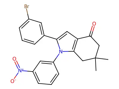 2-(3-Bromophenyl)-6,6-dimethyl-1-(3-nitrophenyl)-5,7-dihydroindol-4-one structure