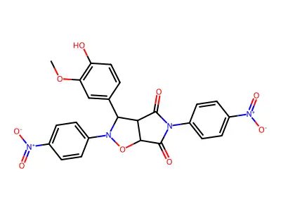 3-(4-hydroxy-3-methoxyphenyl)-2,5-bis(4-nitrophenyl)dihydro-2H-pyrrolo[3,4-d][1,2]oxazole-4,6(3H,5H)-dione structure