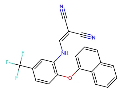 (((2-NAPHTHYLOXY-5-(TRIFLUOROMETHYL)PHENYL)AMINO)METHYLENE)METHANE-1,1-DICARBONITRILE structure