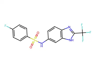 4-fluoro-N-[2-(trifluoromethyl)-1H-benzimidazol-6-yl]benzenesulfonamide structure