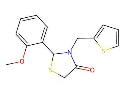 2-(2-Methoxy-phenyl)-3-thiophen-2-ylmethyl-thiazolidin-4-one structure