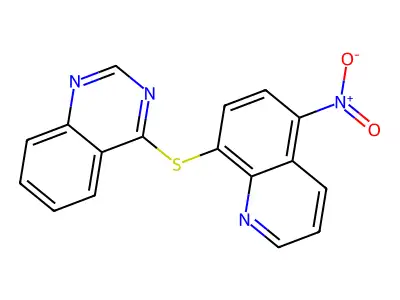 Quinazoline, 4-((5-nitro-8-quinolinyl)thio)- structure