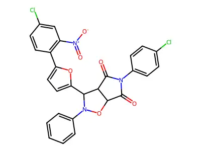 3-[5-(4-chloro-2-nitrophenyl)furan-2-yl]-5-(4-chlorophenyl)-2-phenyldihydro-2H-pyrrolo[3,4-d][1,2]oxazole-4,6(3H,5H)-dione structure