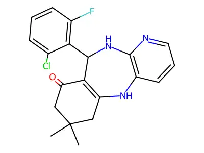 2,10,12-triaza-9-(6-chloro-2-fluorophenyl)-5,5-dimethyltricyclo[9.4.0.0<3,8>]pentadeca-1(15),3(8),11(12),13-tetraen-7-one structure