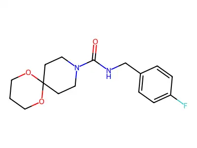 N-(4-fluorobenzyl)-1,5-dioxa-9-azaspiro[5.5]undecane-9-carboxamide structure