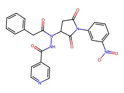 N'-[1-(3-nitrophenyl)-2,5-dioxopyrrolidin-3-yl]-N'-(phenylacetyl)pyridine-4-carbohydrazide structure