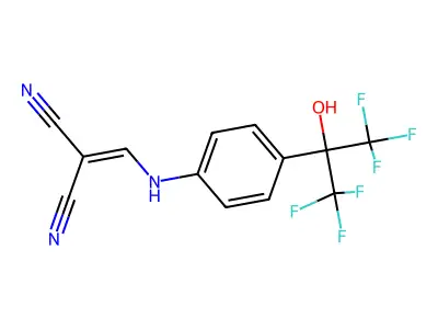 2-({[4-(1,1,1,3,3,3-hexafluoro-2-hydroxypropan-2-yl)phenyl]amino}methylidene)propanedinitrile structure