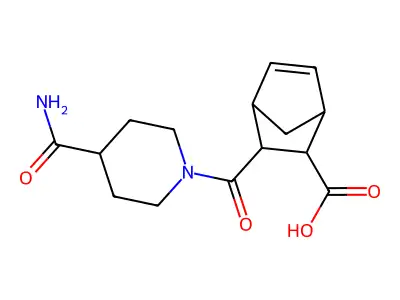 3-(4-Carbamoylpiperidine-1-carbonyl)bicyclo[2.2.1]hept-5-ene-2-carboxylic acid structure