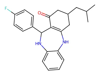 2,10-diaza-9-(4-fluorophenyl)-5-(2-methylpropyl)tricyclo[9.4.0.0<3,8>]pentadeca-1(15),3(8),11(12),13-tetraen-7-one structure