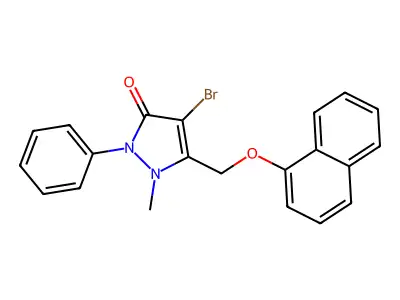 4-Bromo-2-methyl-3-(naphthyloxymethyl)-1-phenyl-3-pyrazolin-5-one structure