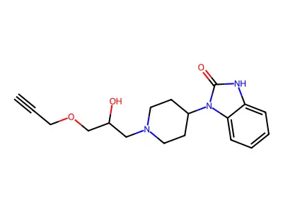 3-[1-(2-hydroxy-3-prop-2-ynoxy-propyl)-4-piperidyl]-1H-benzoimidazol-2-one structure