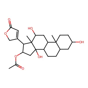 5-beta-Card-20(22)-enolide, 3-beta,12-beta,14,16-tetrahydroxy-, 16-acetate structure