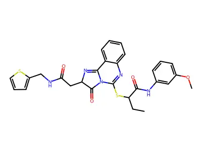 N-(3-methoxyphenyl)-2-{[3-oxo-2-({[(thiophen-2-yl)methyl]carbamoyl}methyl)-2H,3H-imidazo[1,2-c]quinazolin-5-yl]sulfanyl}butanamide structure