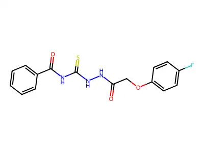 N-[[[2-(4-fluorophenoxy)acetyl]amino]carbamothioyl]benzamide structure