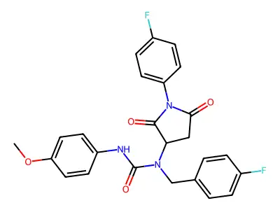 1-(4-fluorobenzyl)-1-[1-(4-fluorophenyl)-2,5-dioxopyrrolidin-3-yl]-3-(4-methoxyphenyl)urea structure