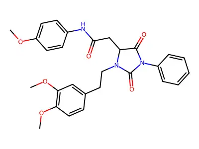 2-{3-[2-(3,4-dimethoxyphenyl)ethyl]-2,5-dioxo-1-phenylimidazolidin-4-yl}-N-(4-methoxyphenyl)acetamide structure