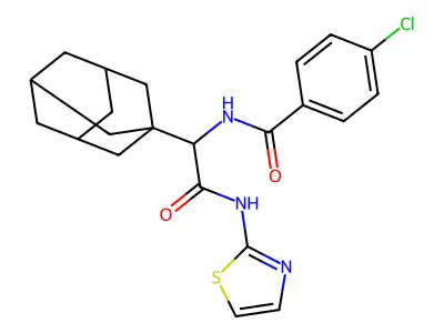 2-adamantanyl-2-[(4-chlorophenyl)carbonylamino]-N-(1,3-thiazol-2-yl)acetamide structure